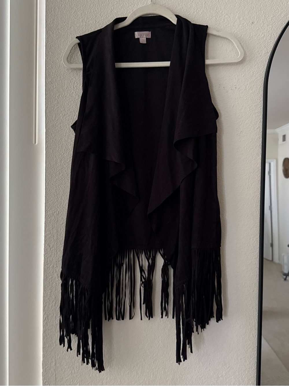 Degree Espresso Brown Fringe Vest M Western Boho Cowgirl Draped Suede Look fall